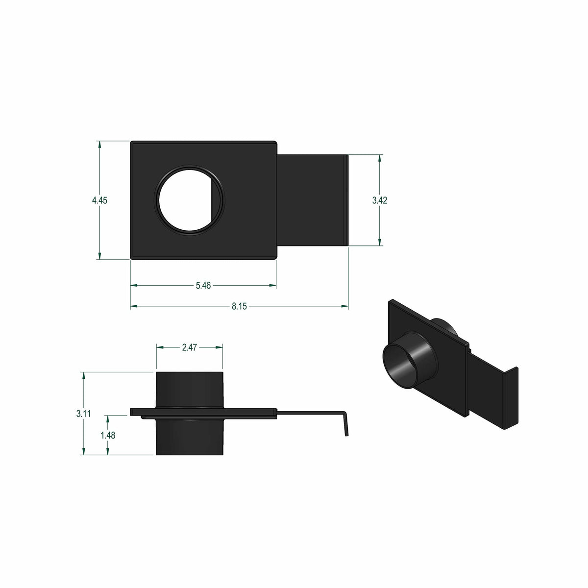 ABS Blast Gate - Dust Collection Fitting - 2-1/2" Diameter