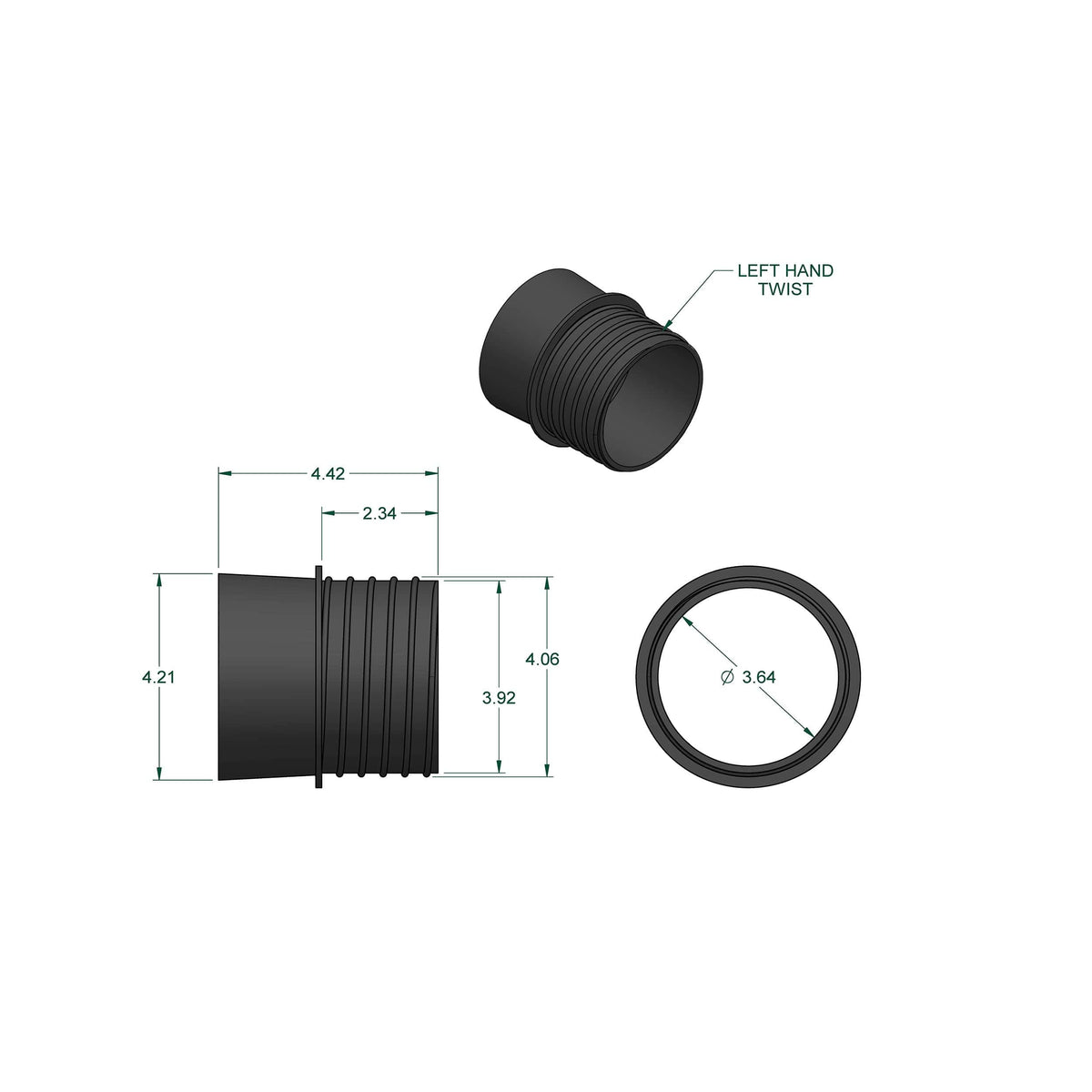Quick Disconnect Hose - Dust Collection Fitting - 4" OD