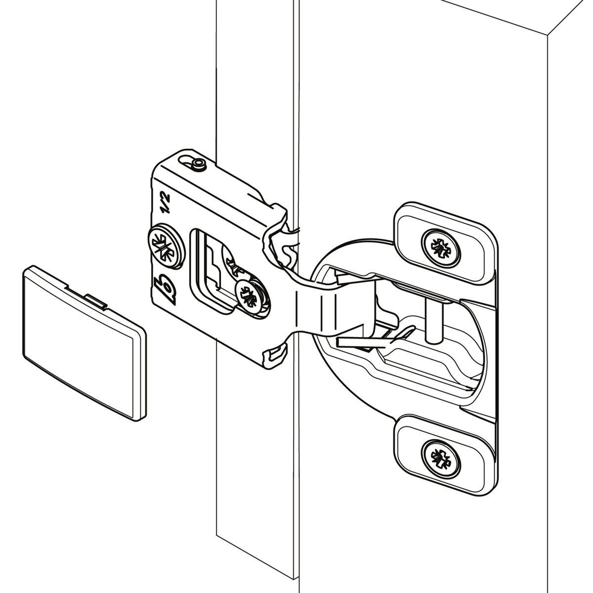 Compact Face Frame Hinge - 1/2" Overlay - 1 Pair