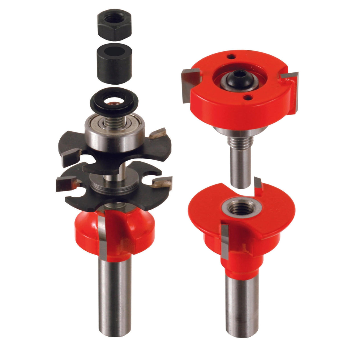 Adjustable Tenon 2-Piece Rail And Stile Router Bit Set Round Profile 1/2" Shank