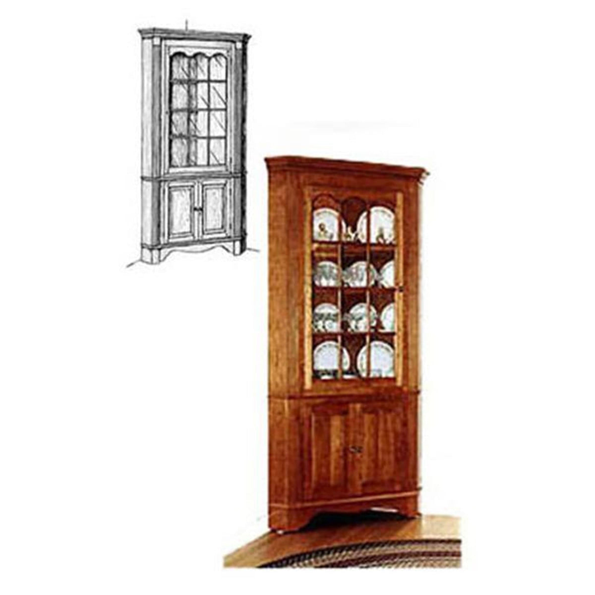 Woodworking Project Paper Plan to Build Colonial Corner Cabinet