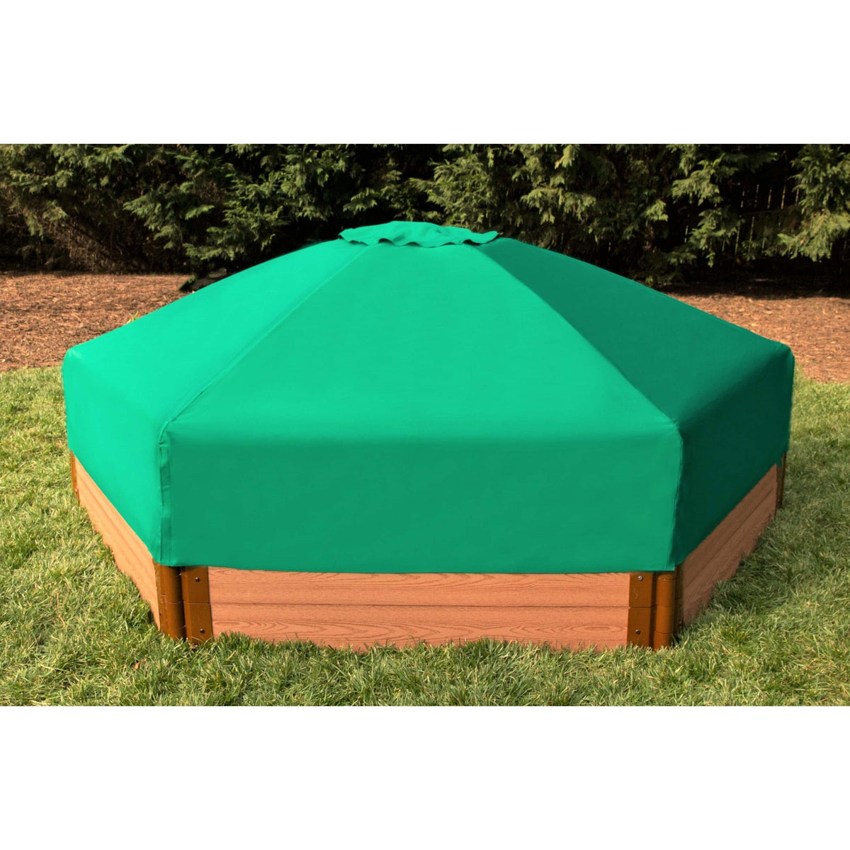 Classic Sienna 7' x 8' x 11" Composite Hexagon Sandbox Kit with Telescoping Canopy/Cover - 2" profile