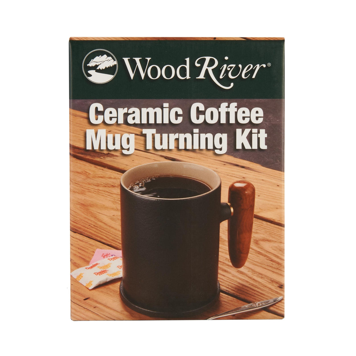 Ceramic Coffee Mug Turning Kit w/ Ceramic Lid - Black and Tan - 12 oz