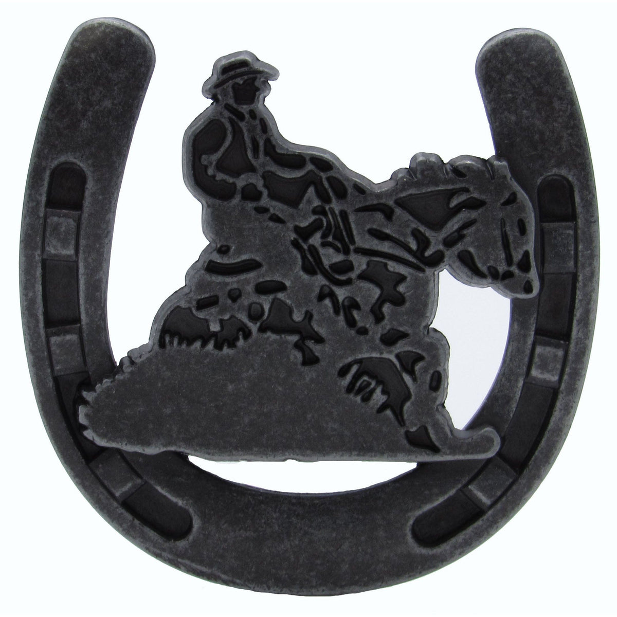 Riding Cowboy Horseshoe Knob, Pewter Oxide
