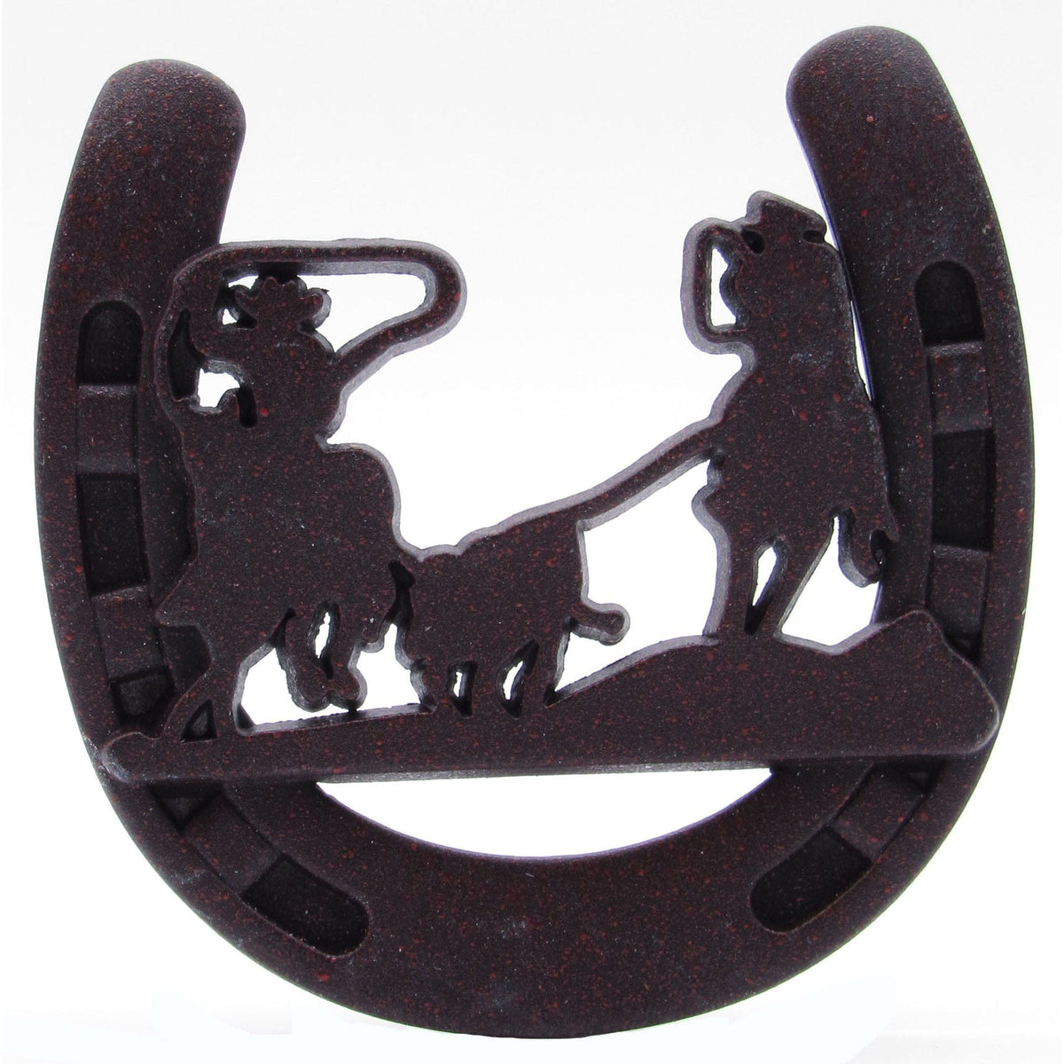 Cowboys Roping Calf Horseshoe Knob, Rust Brown