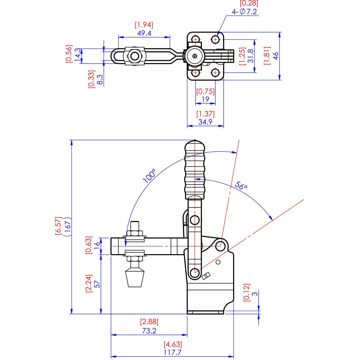 Vertical Handle High Base Toggle Clamp