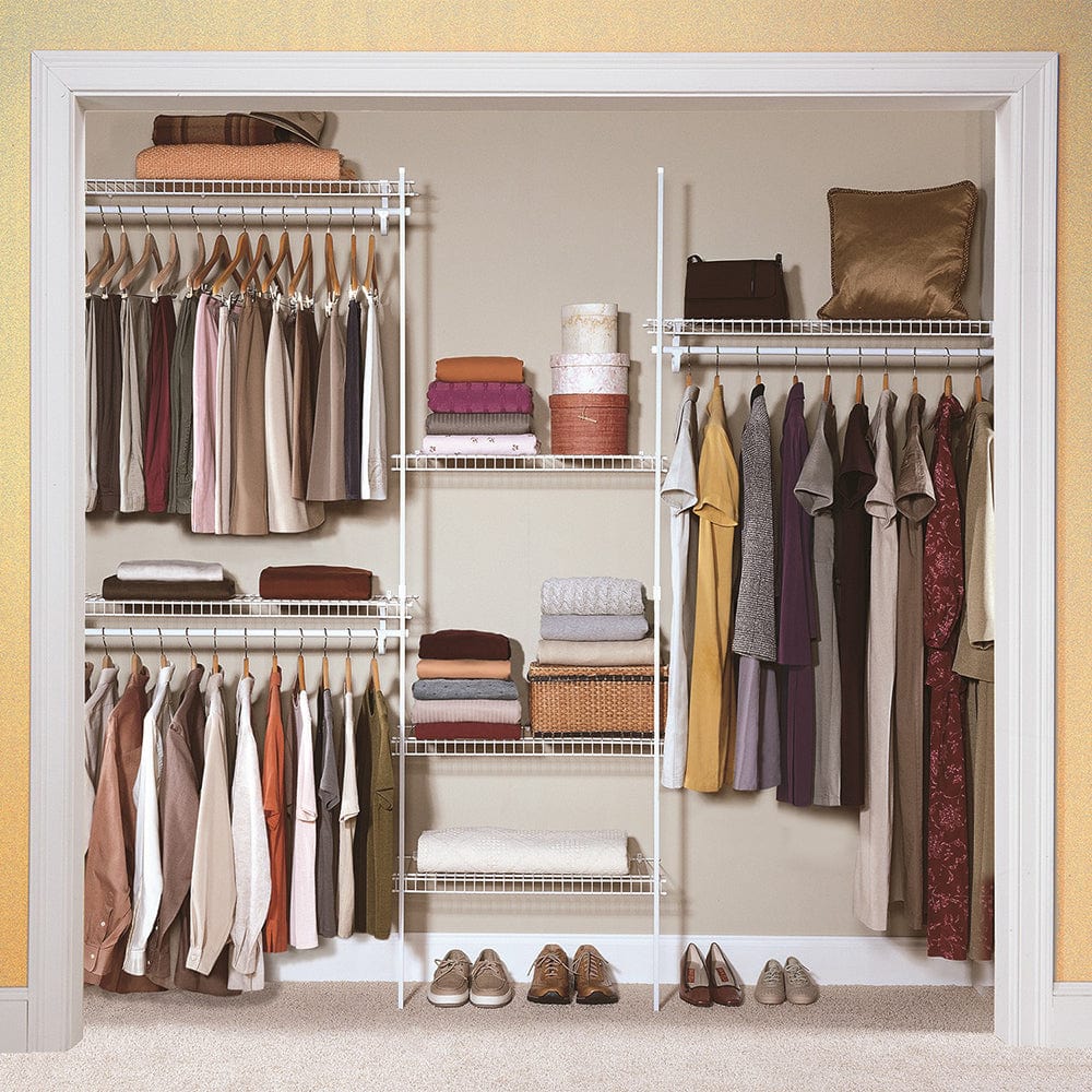 SuperSlide Closet Organizer Kit 5'- 8' W Fixed Mount, White