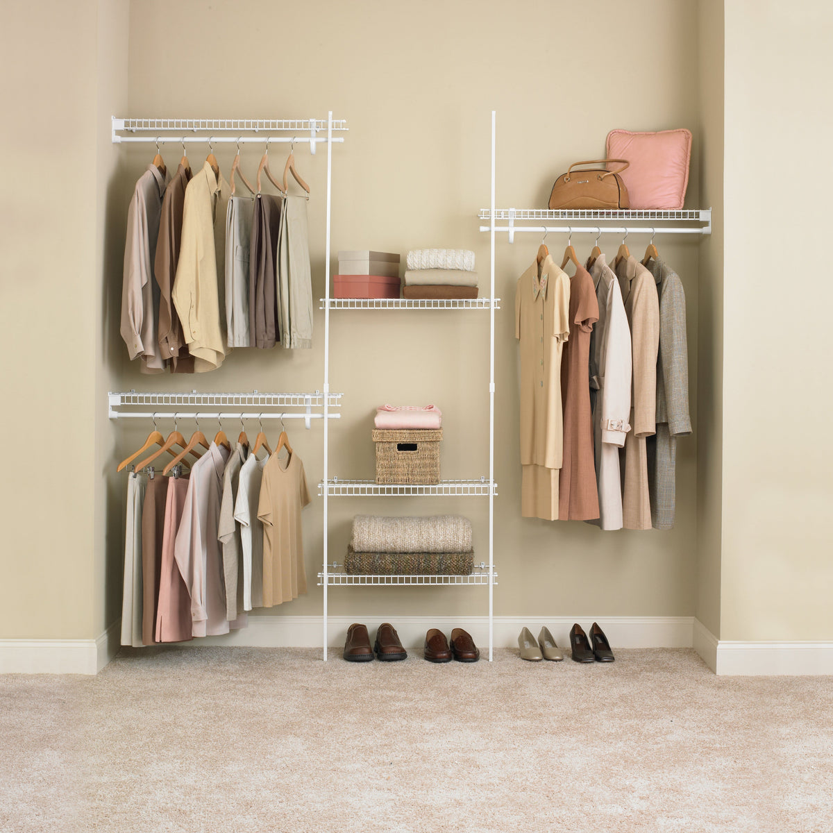 SuperSlide Closet Organizer Kit 5'- 8' W Fixed Mount, White
