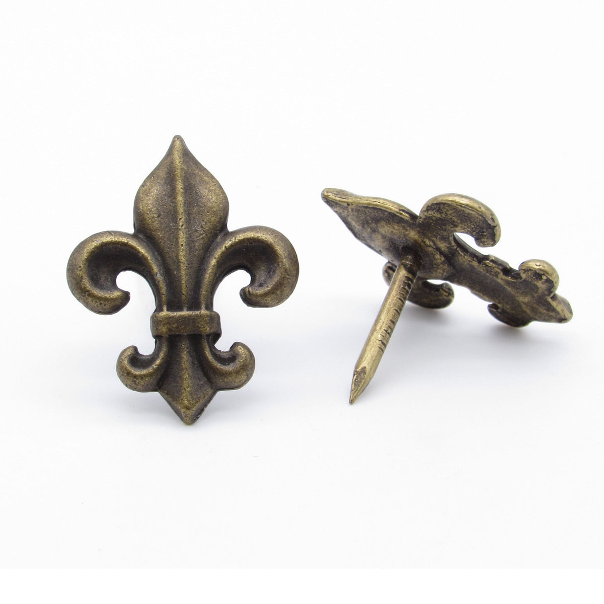 Small Fleur-de-lis Clavo Decorative Nails - Brass Oxide