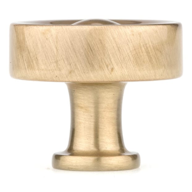 Traditional Metal Round Knob with Concave Surface - 1-3/8" Diameter, Satin Brass