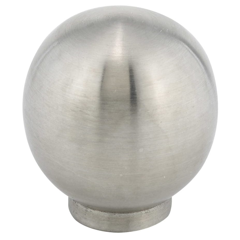 Contemporary Knob, 1-3/16" D, White, Brushed Nickel