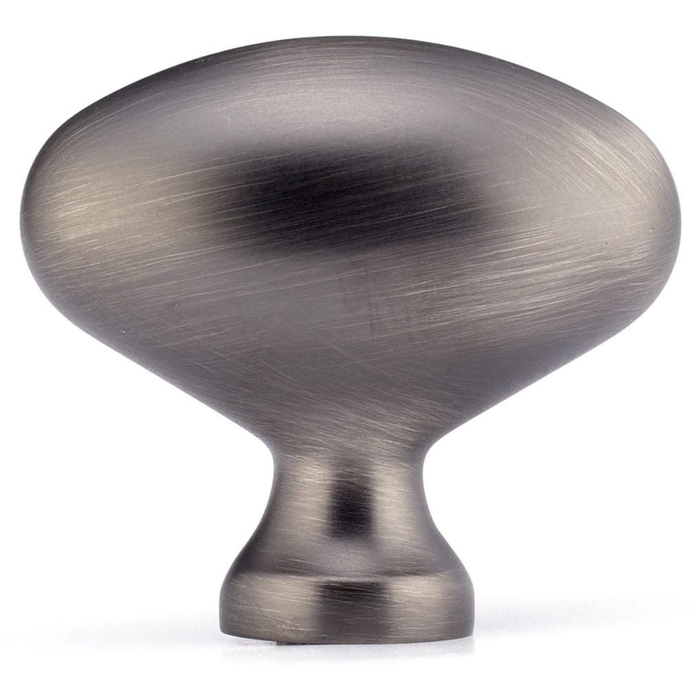 Traditional Oval Knob - 1-31/32" x 1-3/32" - Antique Nickel