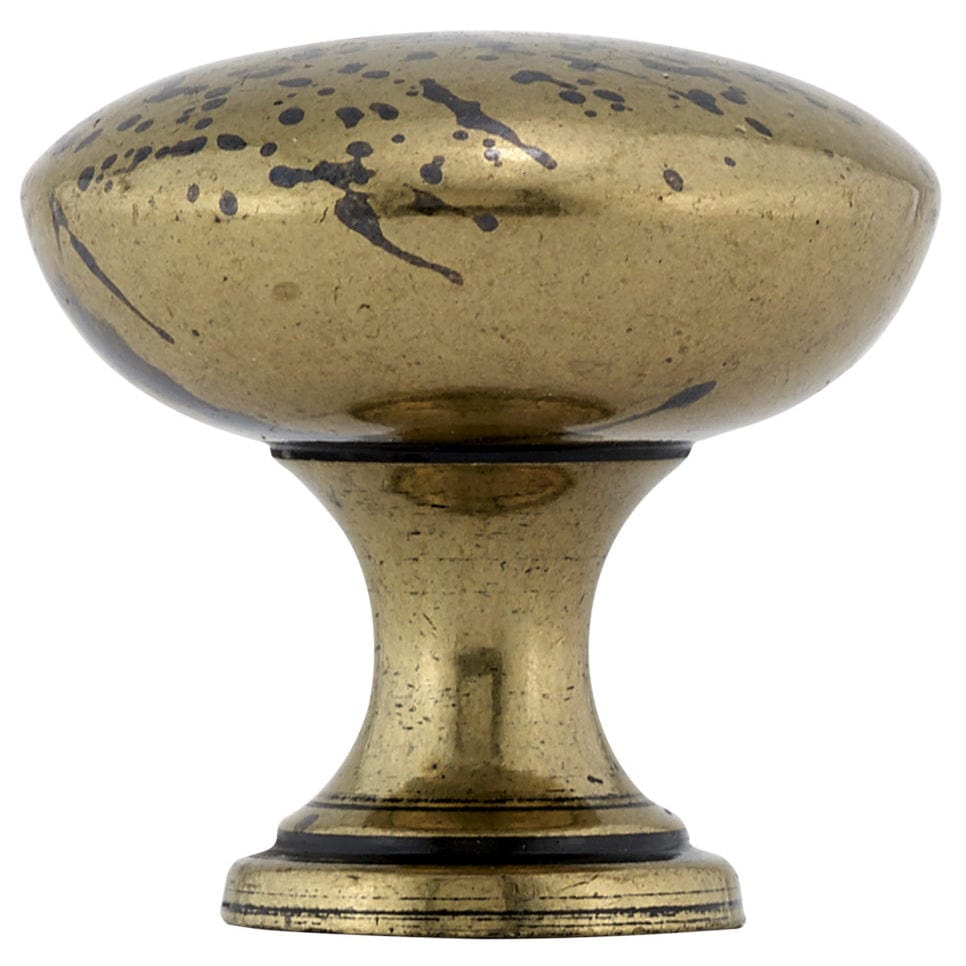 Traditional Knob, 1-3/16" D, Oxidized Brass