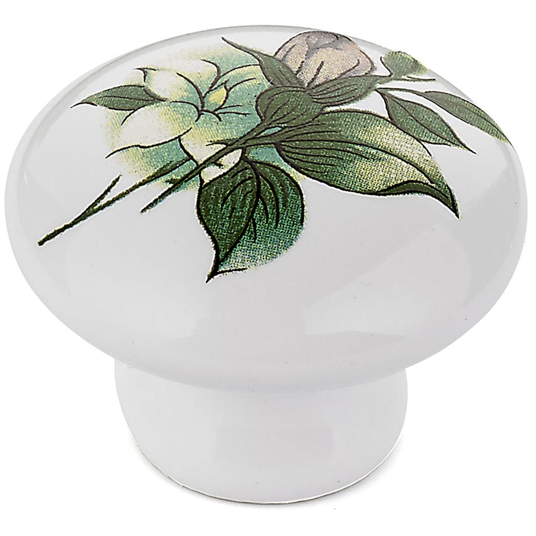 Eclectic Knob, 1-3/8" D, Green Flower