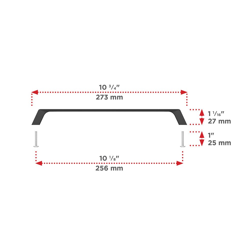 Contemporary Pull - 10-1/8" Center-to-Center - Matte Black