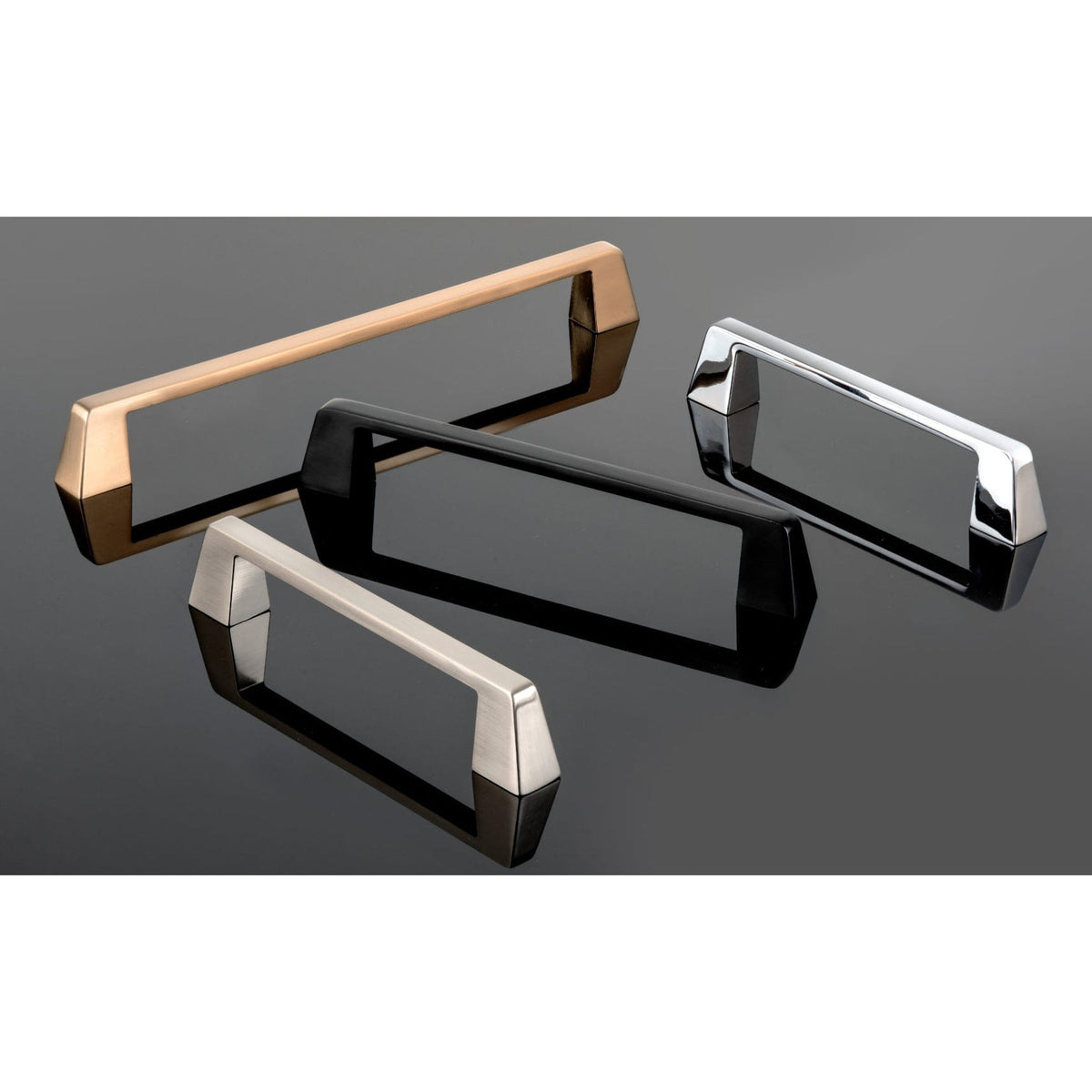 Contemporary Metal Pull with Flared Feet - 5-1/16" Center-to-Center - 6-13/32" OL - Matte Black