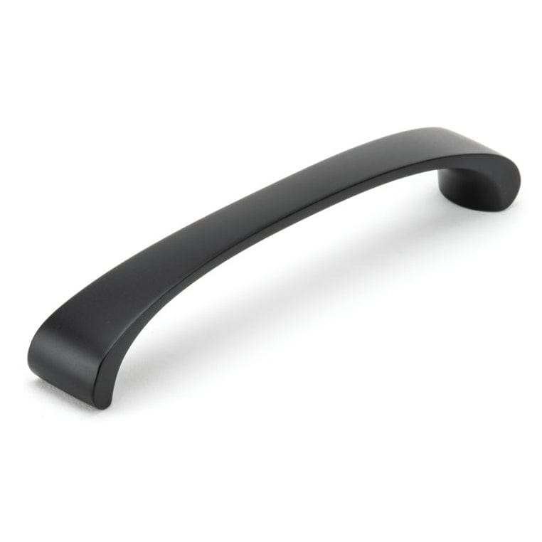 Modern Contemporary Arched Pull with Rounded Flared Ends - 5-1/16" Center-to-Center - Matte Black - 5-5/8" L
