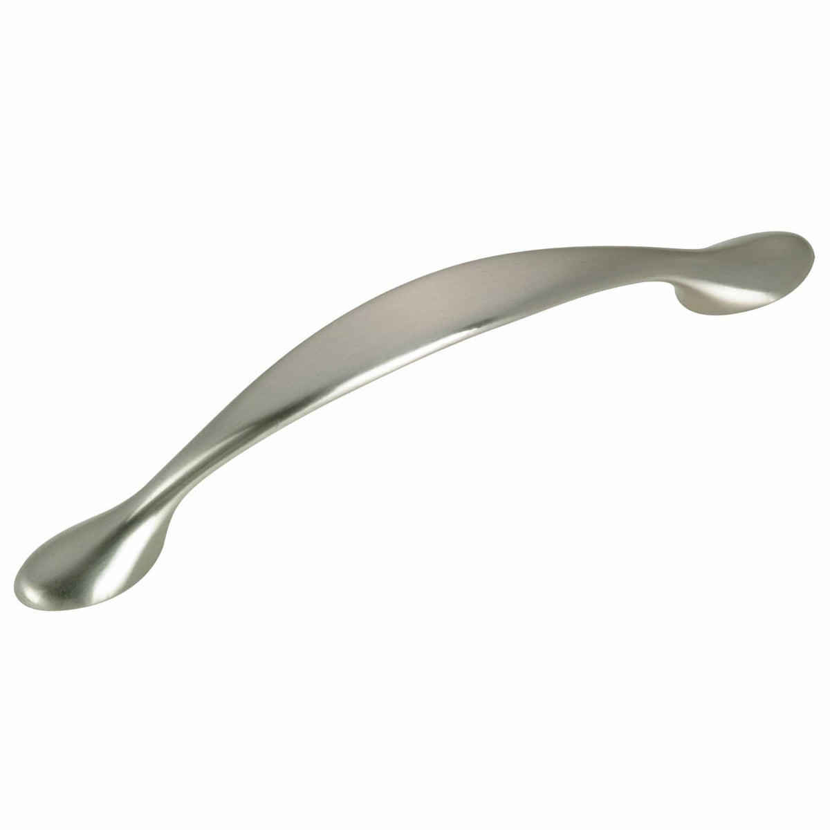Traditional Arched Bow Pull with Flared Base - 3-3/4" Center-to-Center - 4-29/32" OL - Brushed Nickel