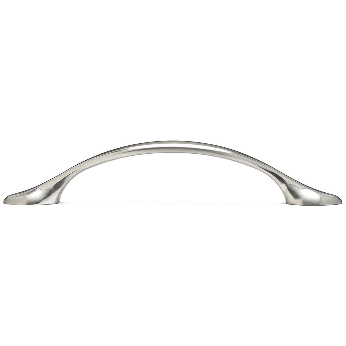 Traditional Arched Bow Pull with Flared Base - 3-3/4" Center-to-Center - 4-29/32" OL - Brushed Nickel