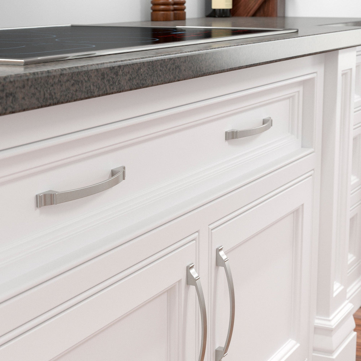 Traditional Pull, 7-9/16" Center-to-Center, Brushed Nickel