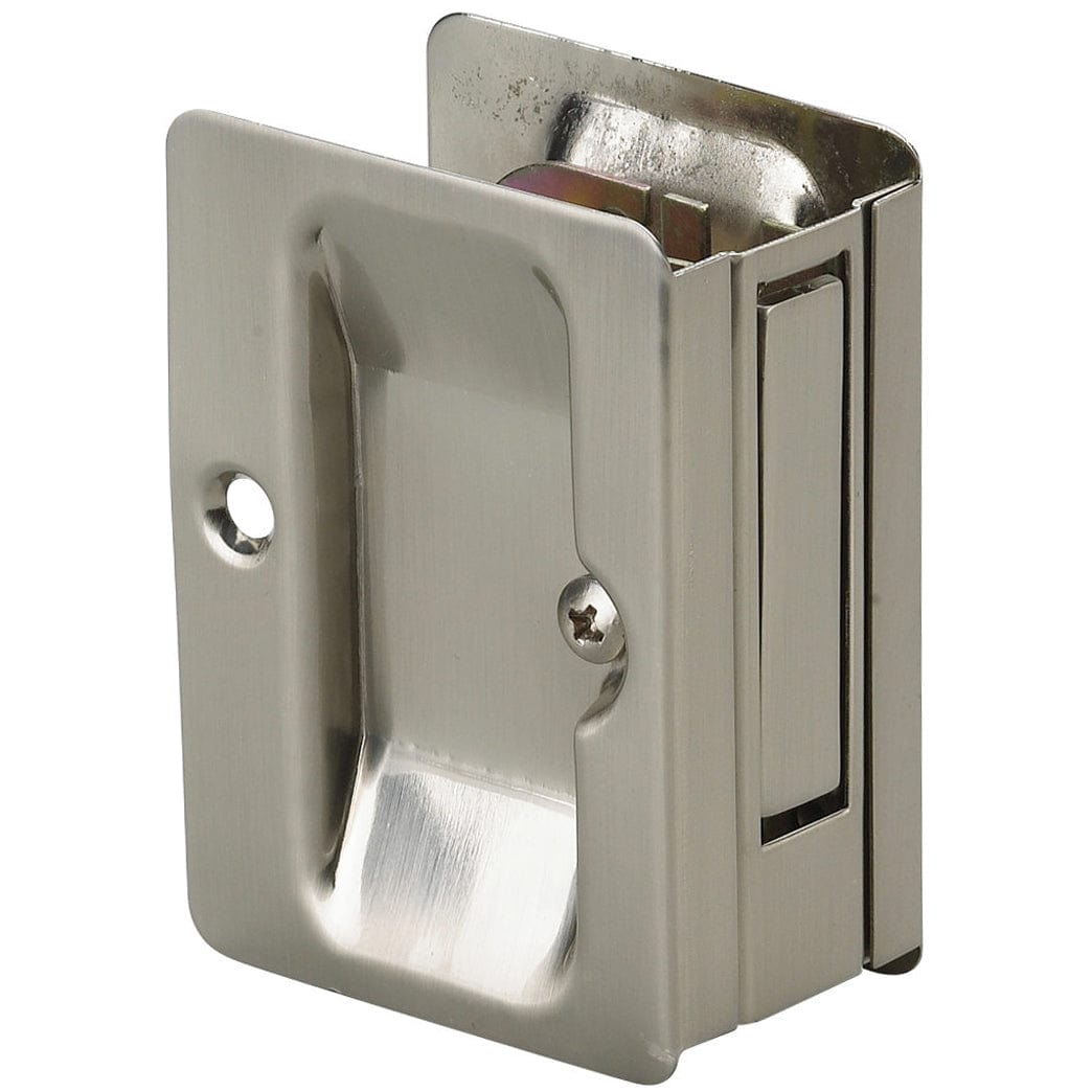 Rectangular Pocket Door Pull - Passage Function - Brushed Nickel - 3-7/32" (82 mm)