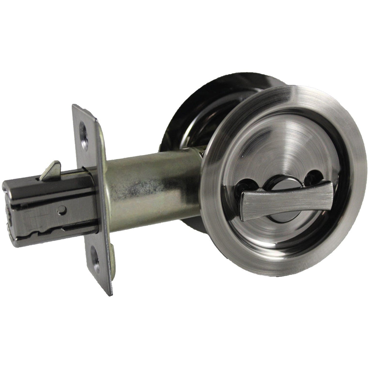 2-7/16" (62 mm) Pocket Door Pull Round Antique Nickel Privacy