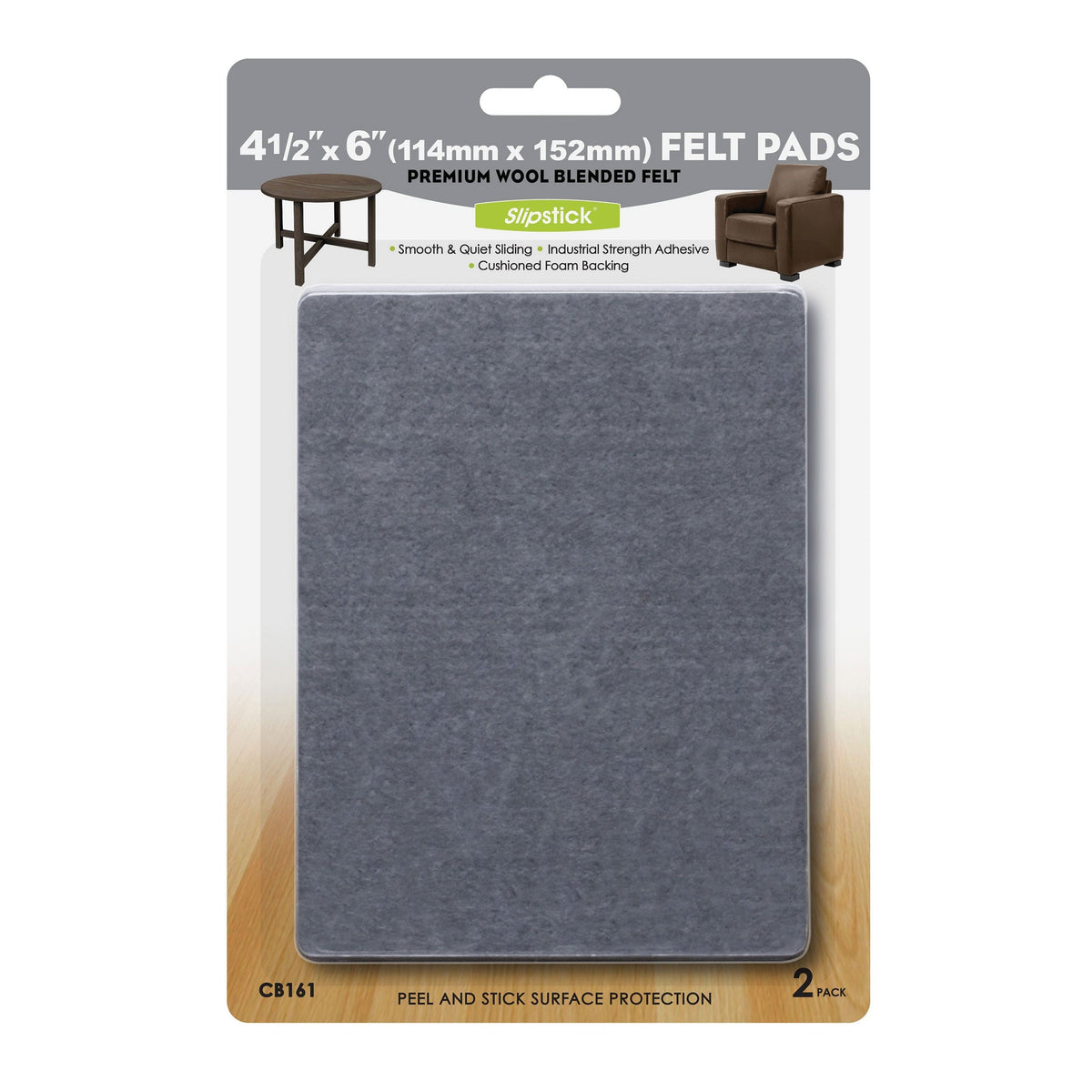 4-1/2" x 6" Heavy-Duty Self-Stick Felt Pad - Pair