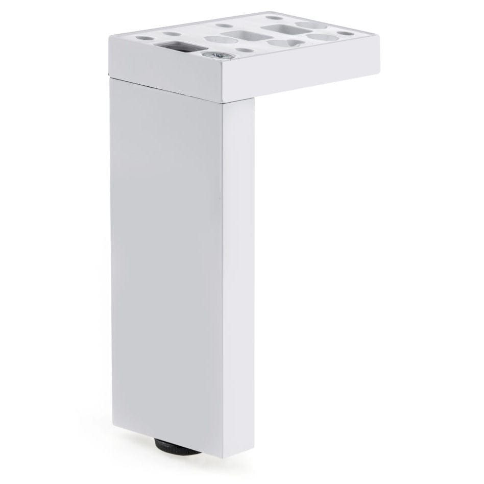 7-7/8" (200 mm) Adjustable Contemporary Versatile T or L Shaped Furniture Leg Glossy White