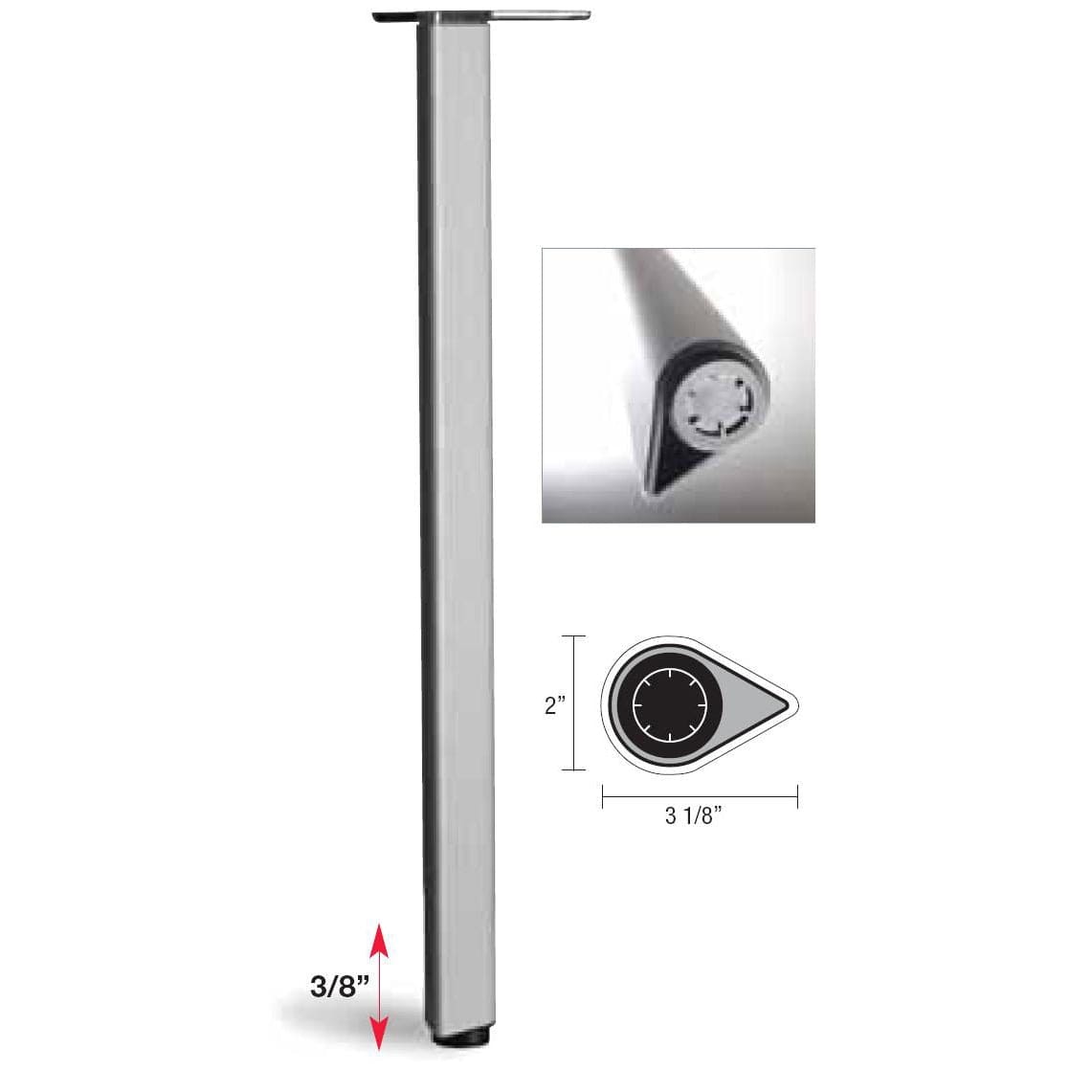 27-1/2" (698 mm) Adjustable Teardrop Design Table Leg Aluminum Pack of 4