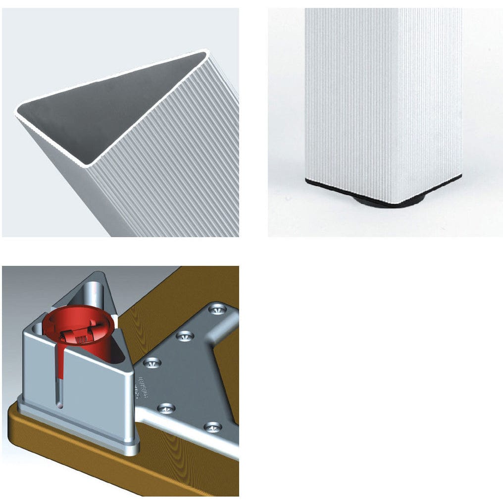 27-1/2" (698 mm) Adjustable Triangular Design Table Leg Aluminum Pack of 4