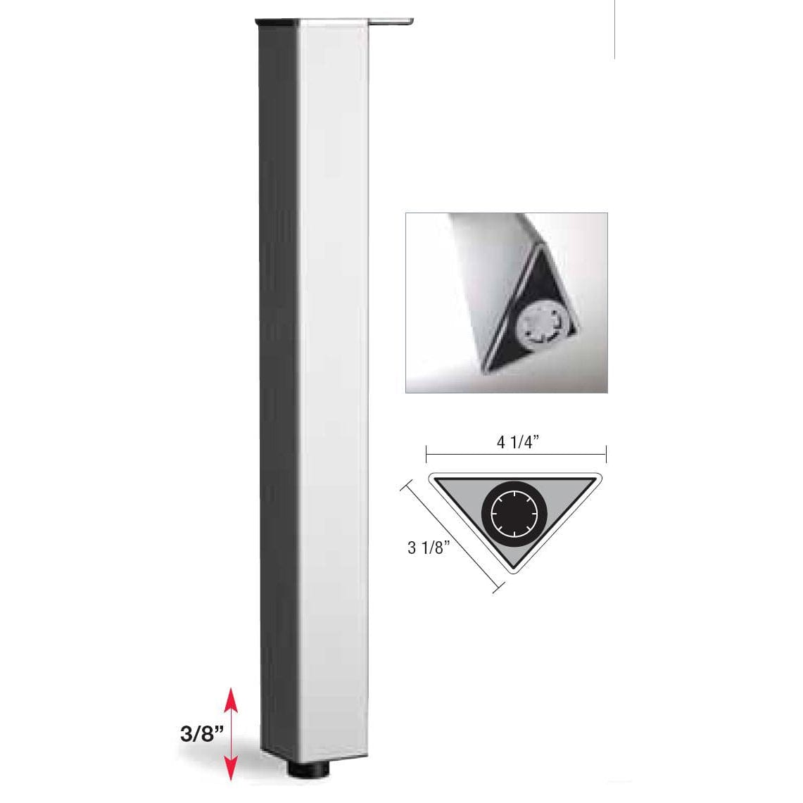 27-1/2" (698 mm) Adjustable Triangular Design Table Leg Aluminum Pack of 4