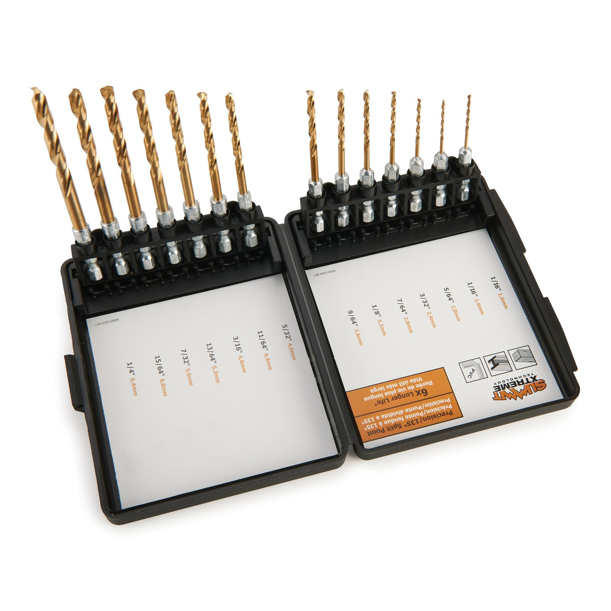 Drill Bit Set - Titanium Coated High Speed Steel - 1/4" Hex Shank