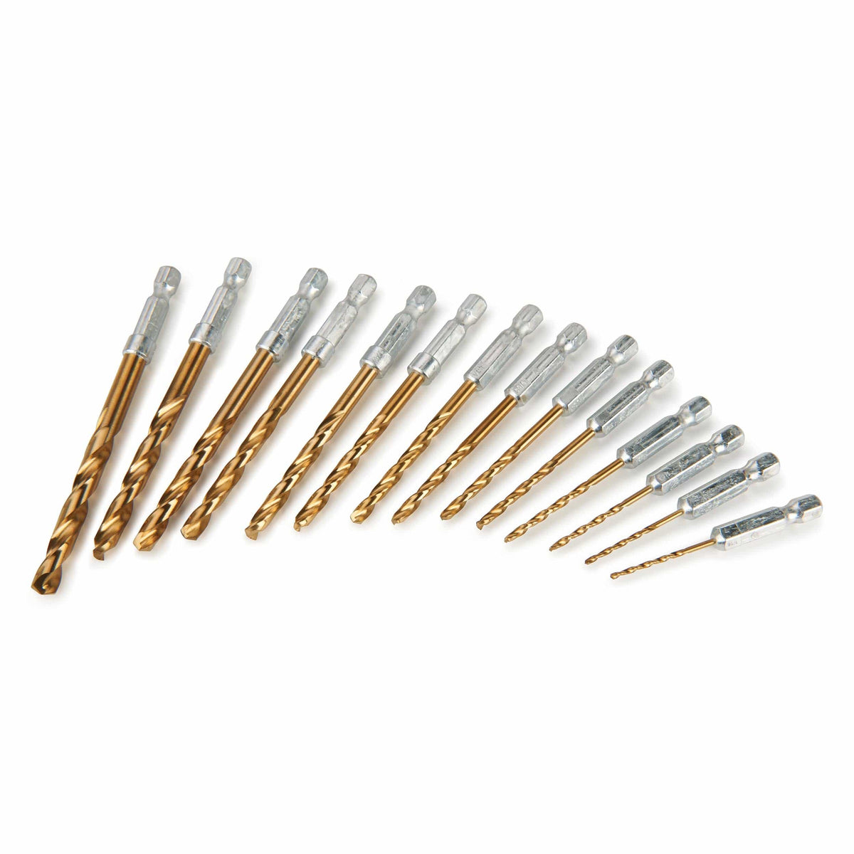 Drill Bit Set - Titanium Coated High Speed Steel - 1/4" Hex Shank