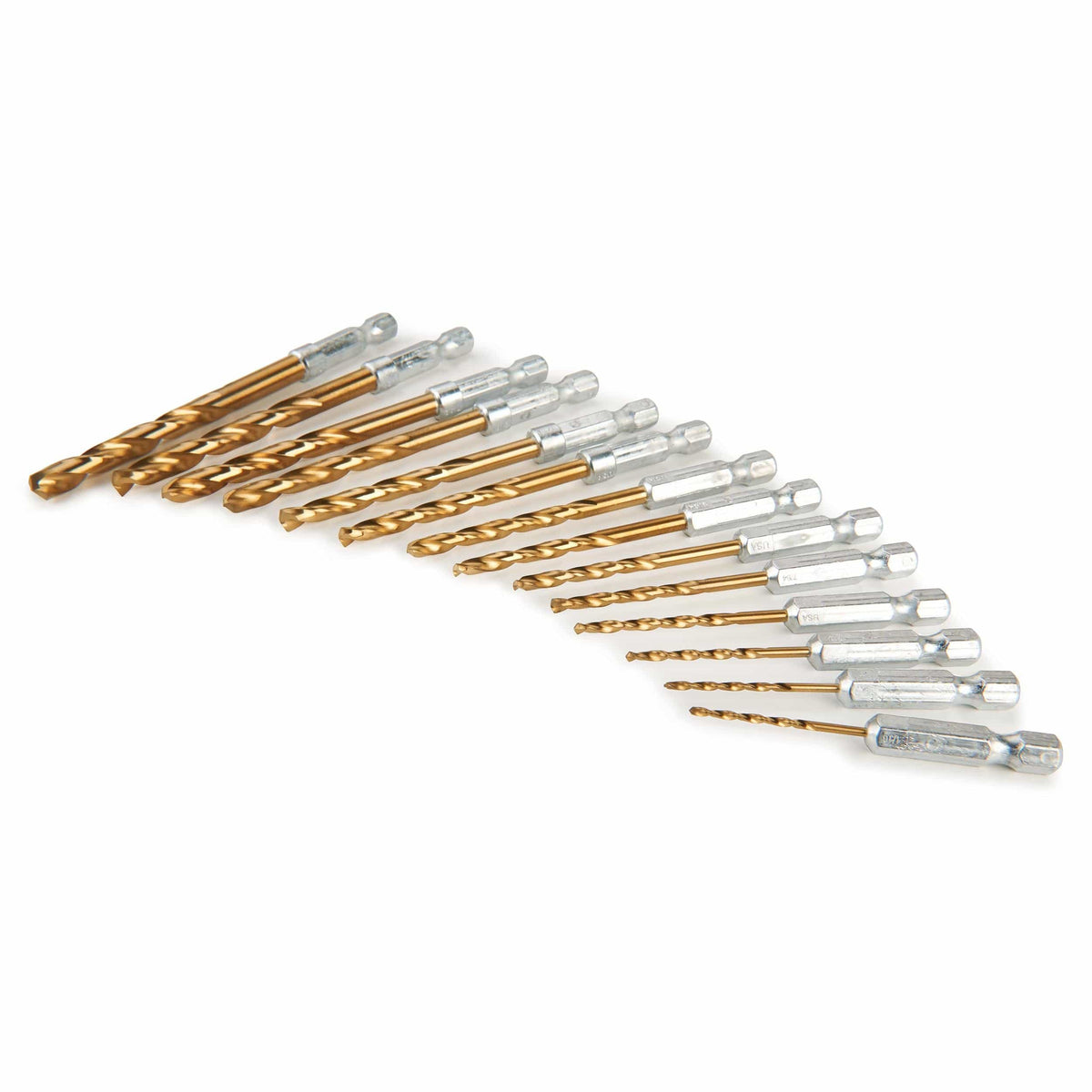 Drill Bit Set - Titanium Coated High Speed Steel - 1/4" Hex Shank