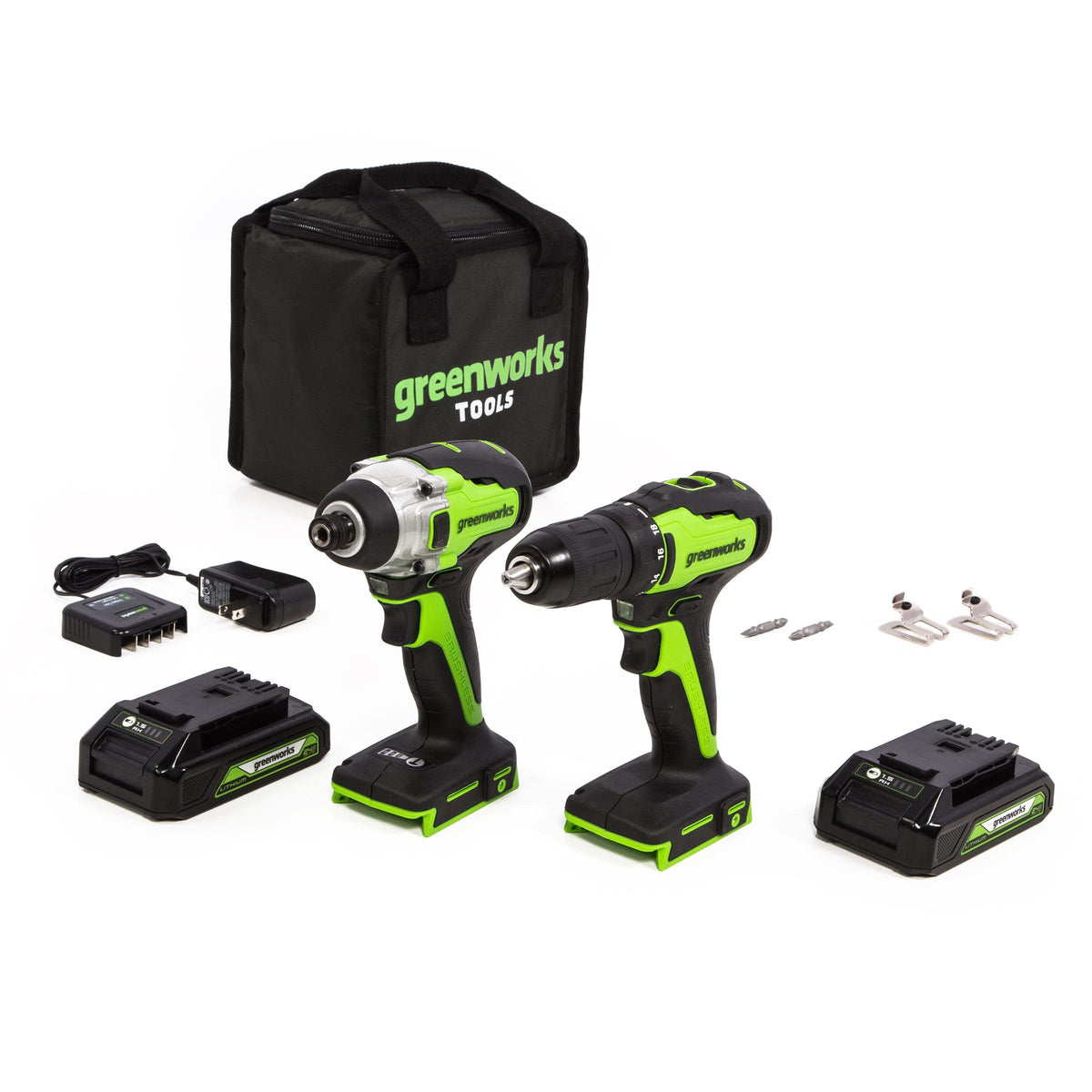 GW 24V BL Drill / Impact Driver with Two 2AH Batteries and Charger