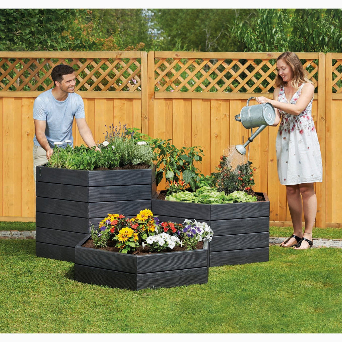 ERGO Modular Raised Bed Hexagon Single Unit Basic Set