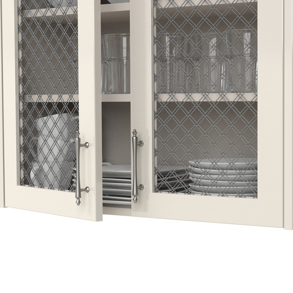 1" Flat Double Diamond Decorative Grille - Satin Nickel, 36" W x 48" L Sheet