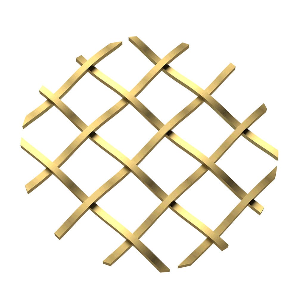 .5" Straight Flat Diamond Decorative Grille - Satin Brass, 36" W x 48" L Sheet