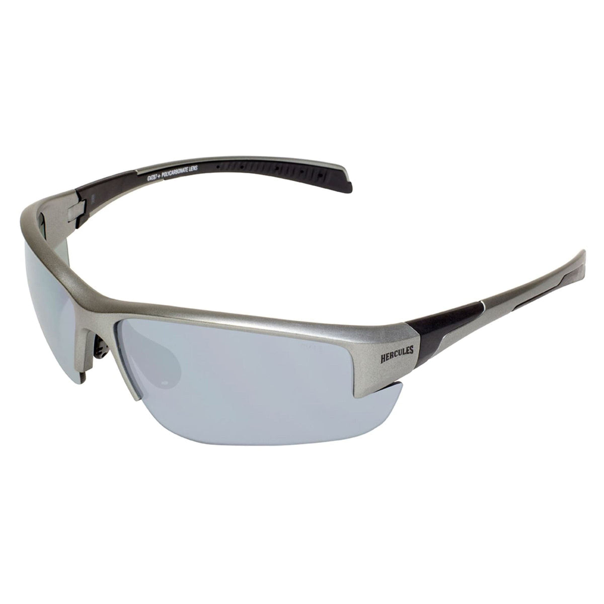 Hercules 7 Gray Metallic Frame Flash Mirror Safety Lenses