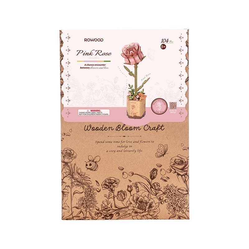 Pink Rose 3D Wood Puzzle Kit