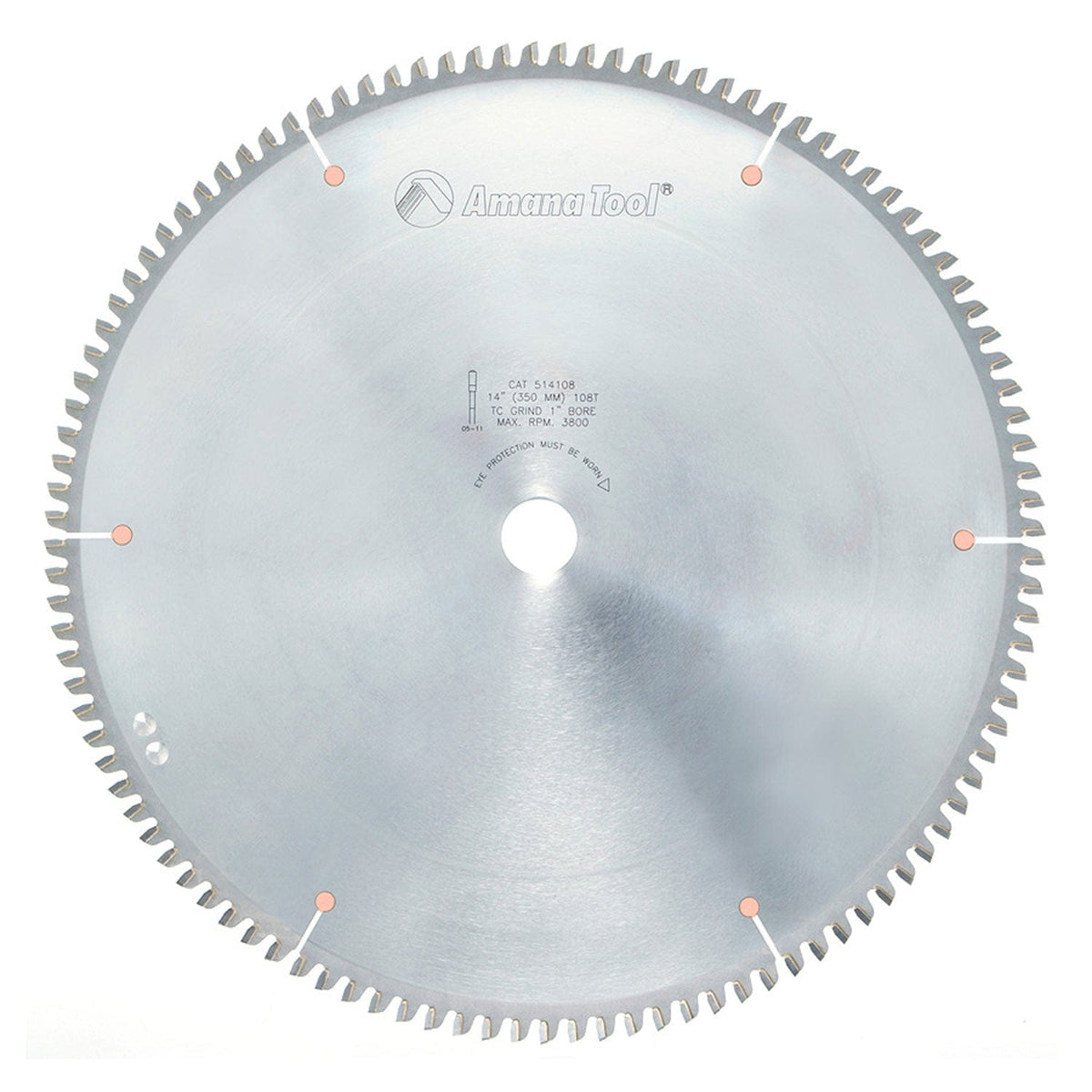 14" x 108T Carbide Tipped Aluminum and Non-Ferrous Blade, Neg. 6 Deg., 1" Bore