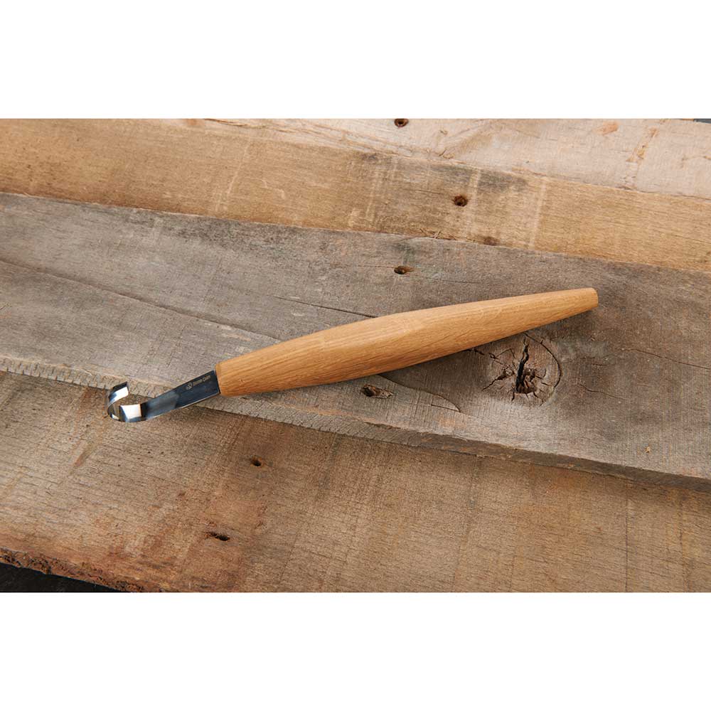 Double Bevel Spoon Carving Hook Knife with Oak Handle