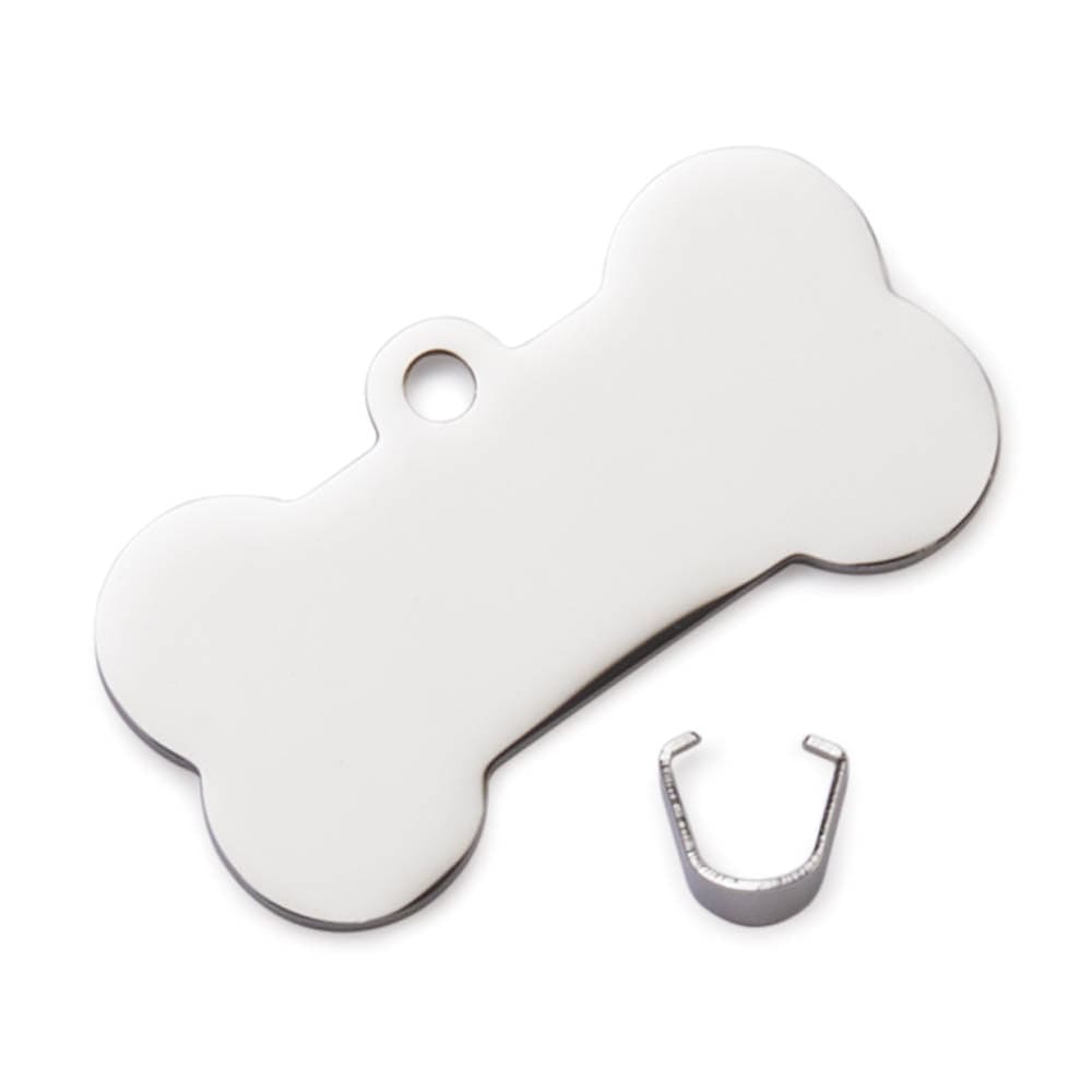 Engravable Bone Shaped Dog Tags - Stainless Steel - 10 Piece