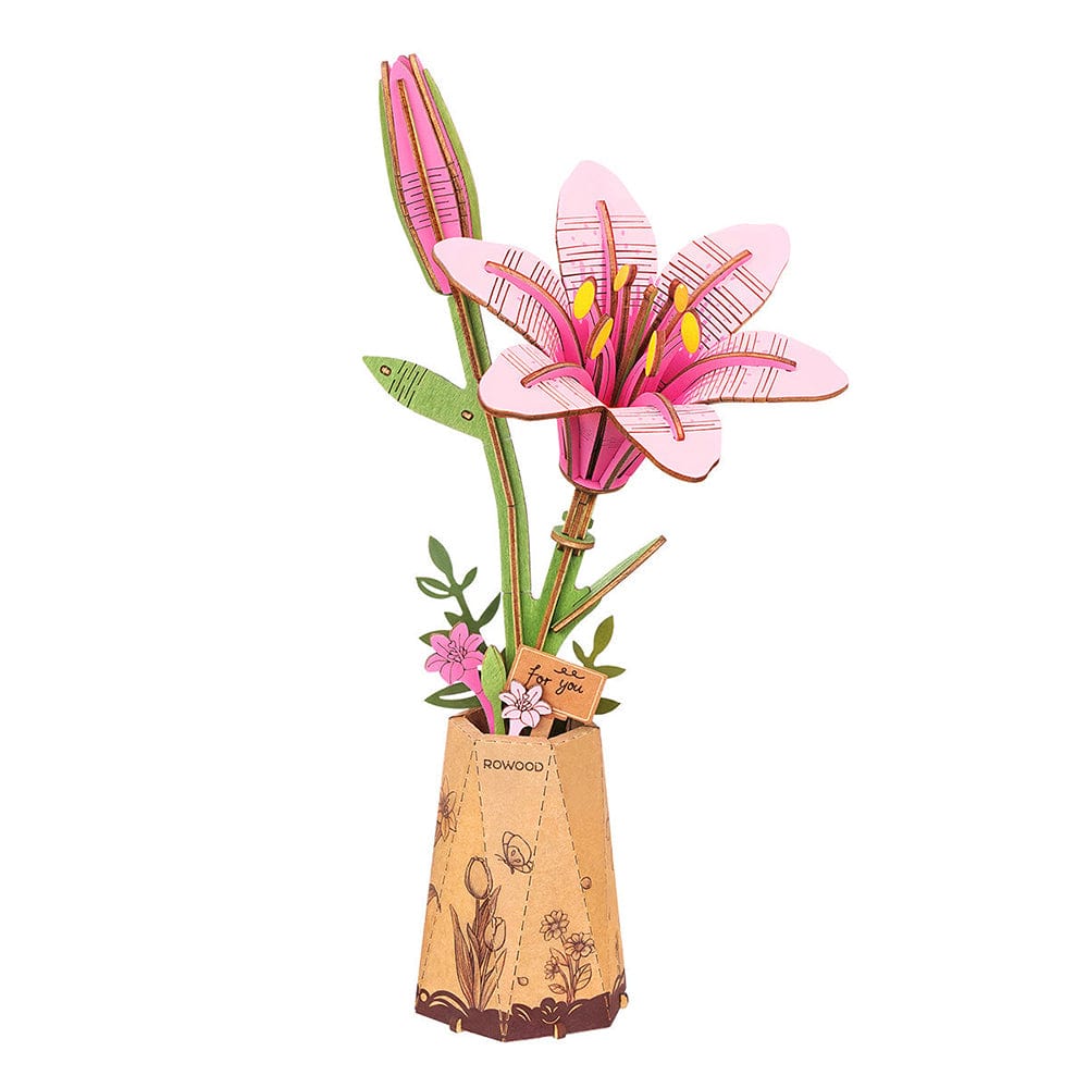 Pink Lily 3D Wood Puzzle Kit