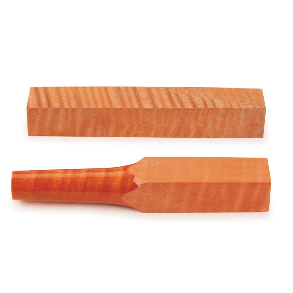 Stabilized & Dyed Curly Maple Pen Blank - 3/4" x 3/4" x 5" - Orange