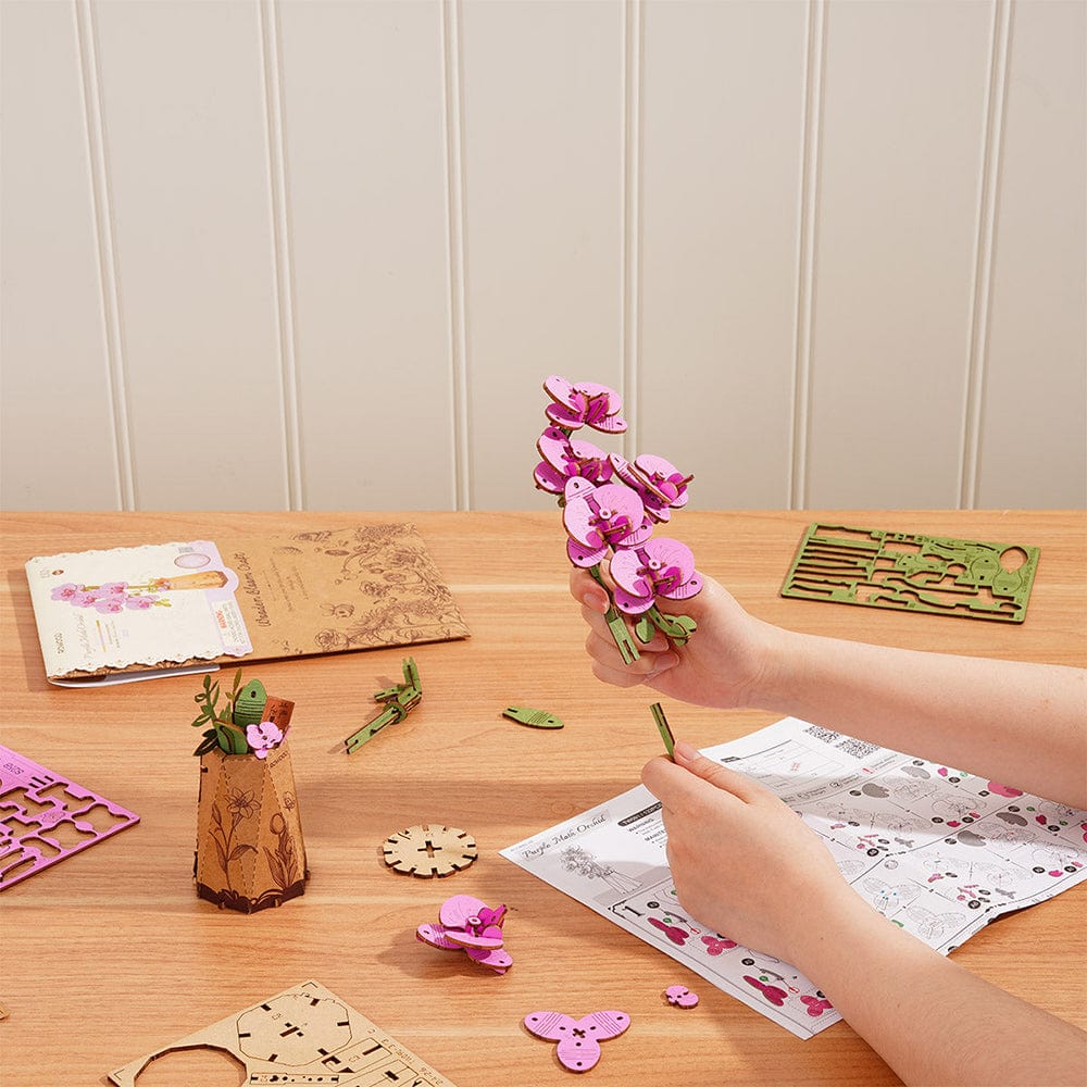 Purple Moth Orchid 3D Wood Puzzle Kit