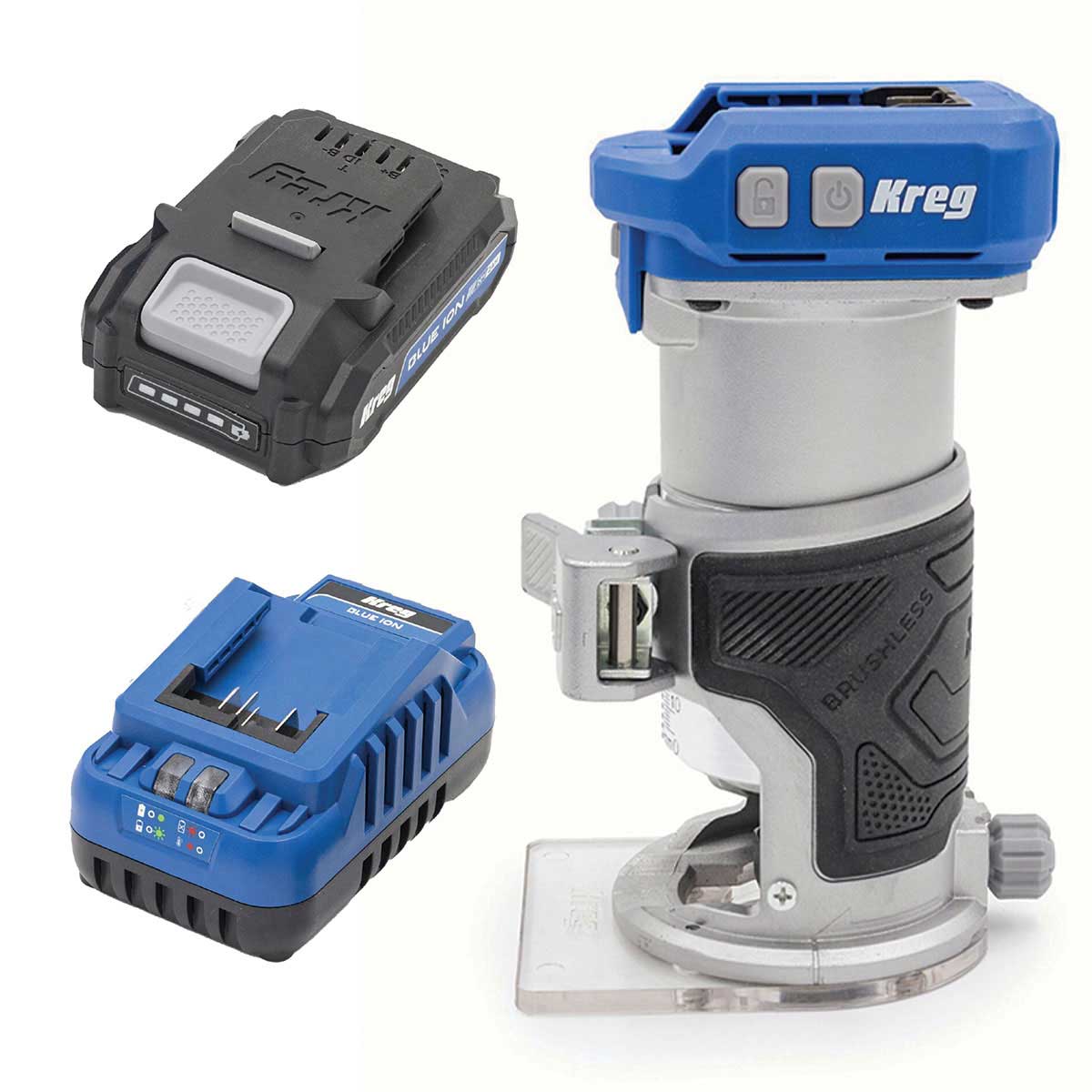 Ionic Drive 1/4" Trim Router with 2AH Battery and Charger Kit