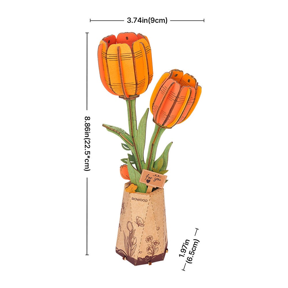 Orange Tulip 3D Wood Puzzle Kit