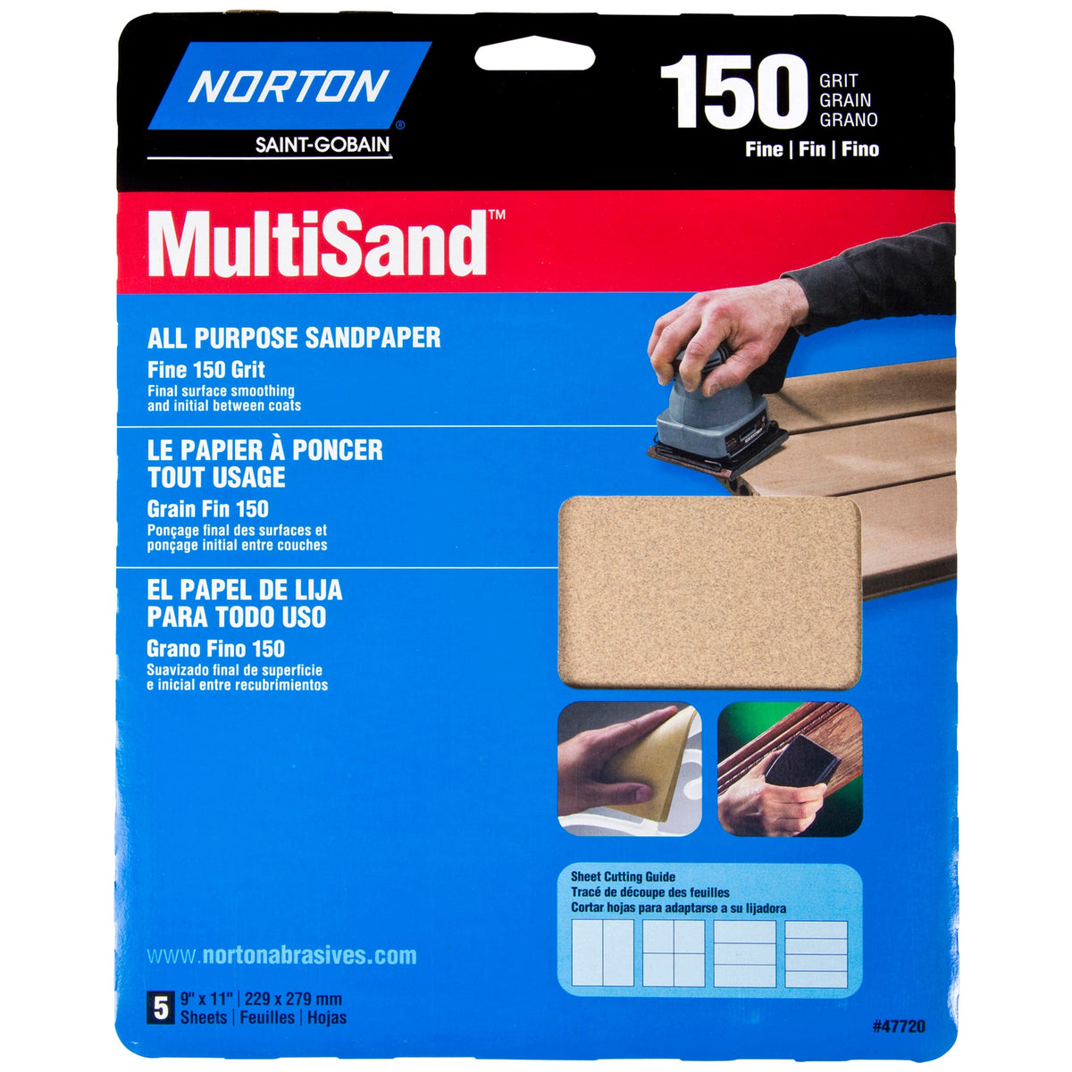 All Purpose Sandpaper - 9" x 11" - 5 Pack