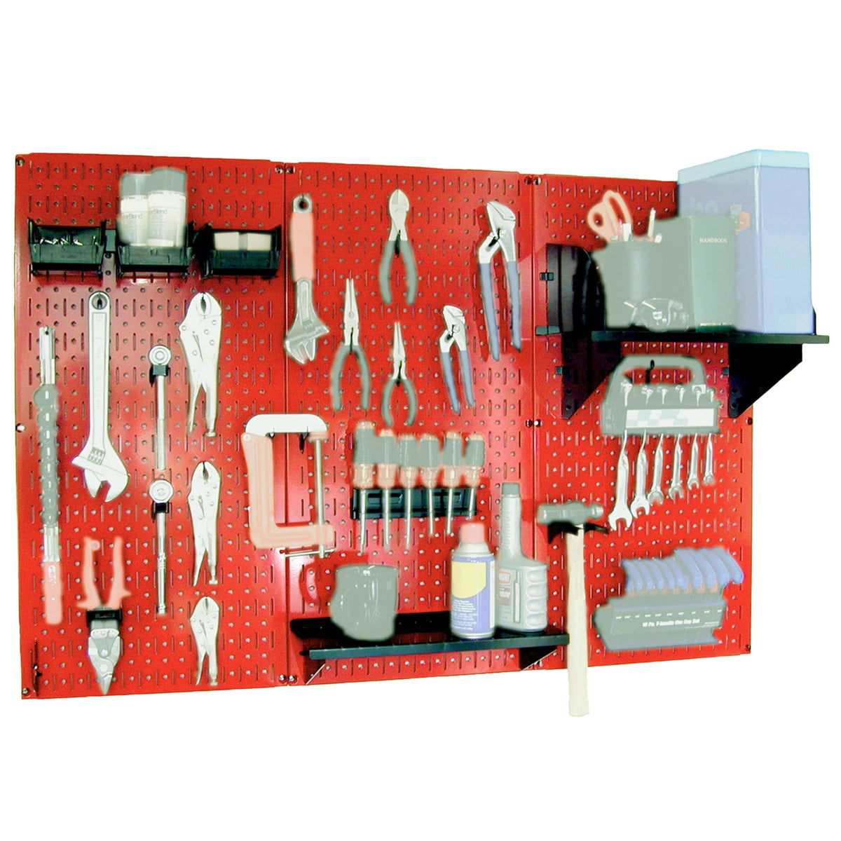 Steel Pegboard, Standard Workbench Kit in Red with Black Accessories
